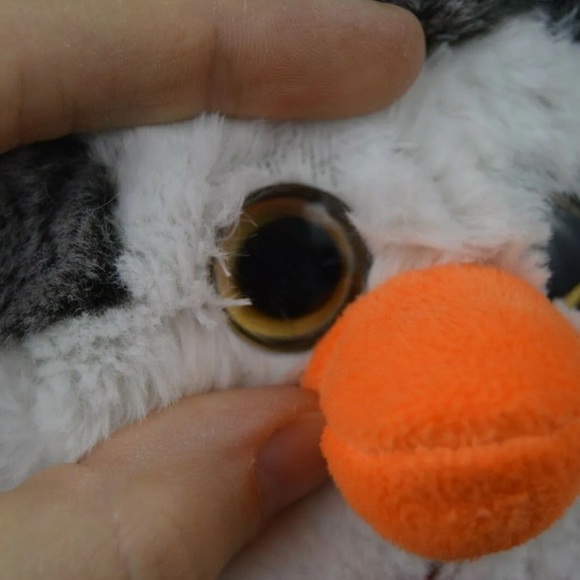 Gitzy Penguin Plush Stuffed Animal Toy Gray White Orange Red Scarf - Picture 3 of 7